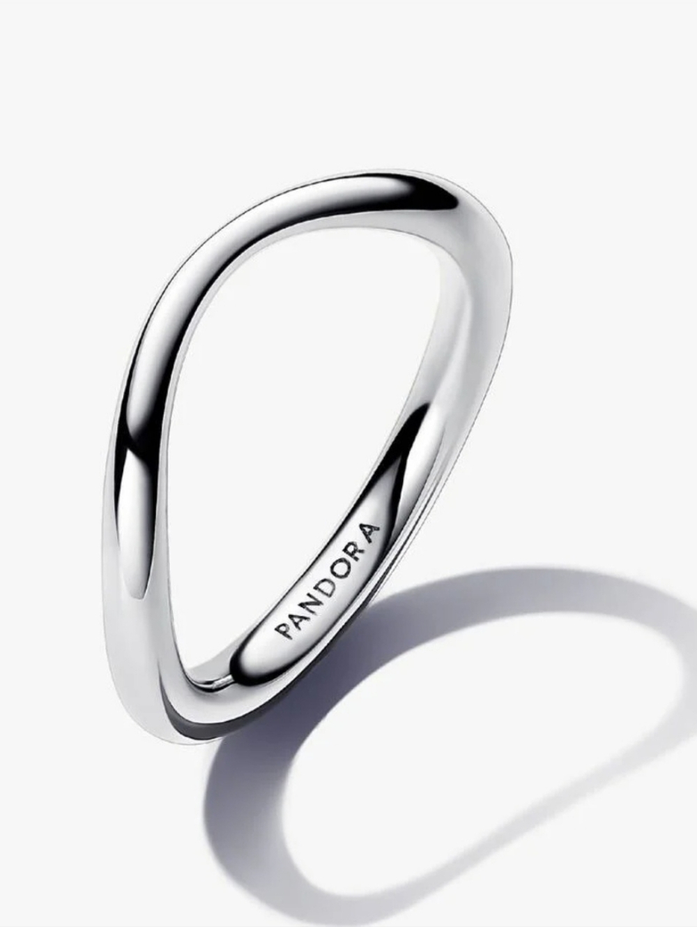 Pandora Polished Silver Curve Band Ring Size 7 - Stacking Statement Ring